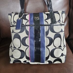 COACH Signature Canvas Striped Tote No. G1360-F24666